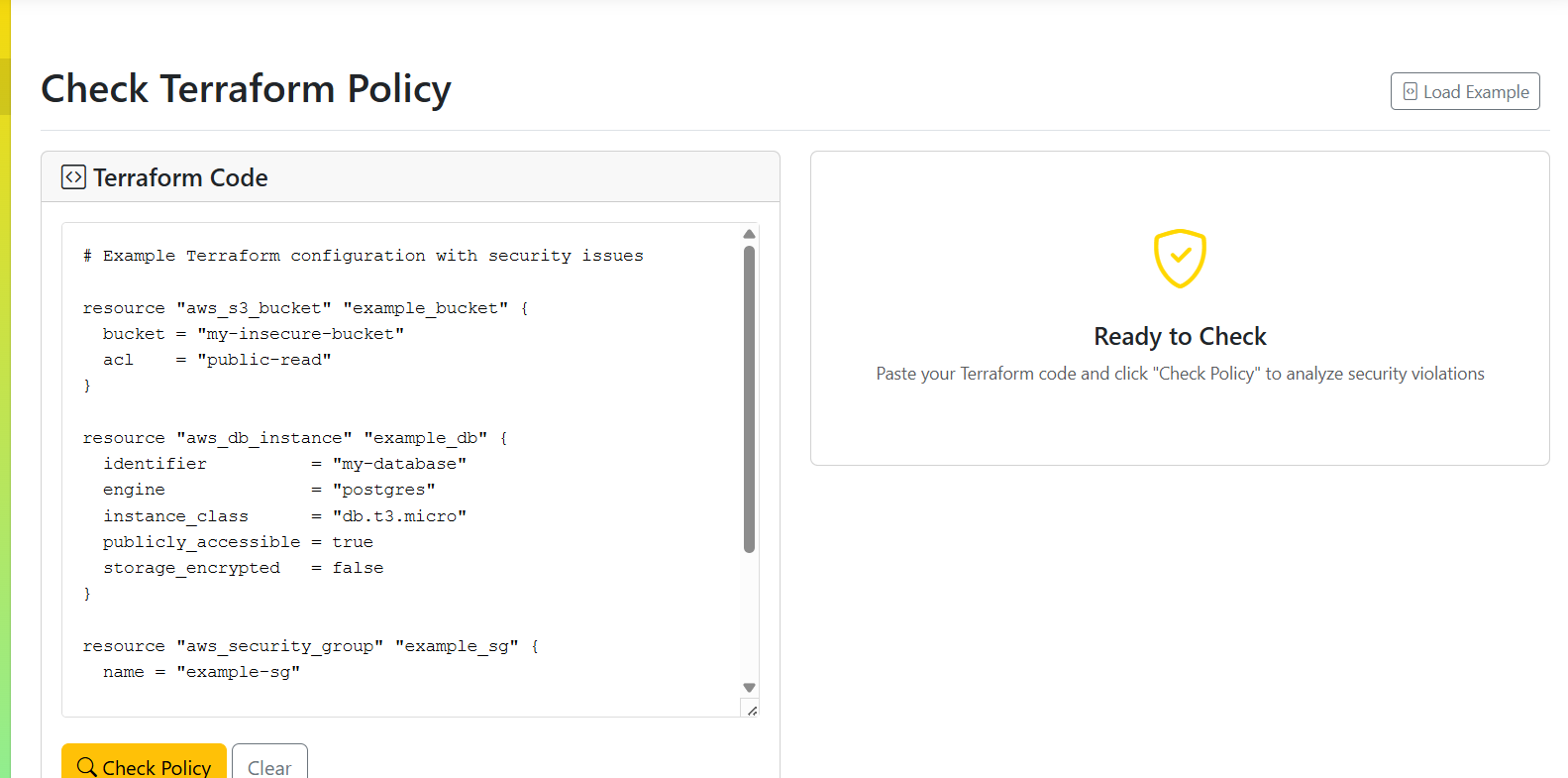 Policy Check Screenshot